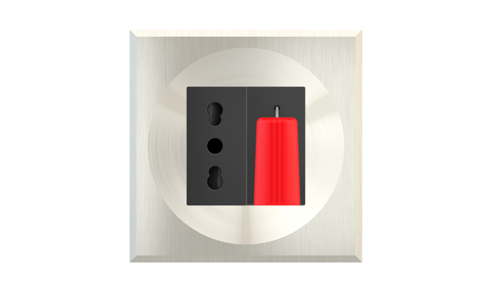 Wiring device modules for square plate (45x45 mm window) - Metal: Steel Brushed